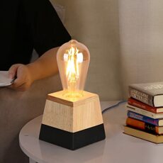 LUSTORM 1 Industrial Tripod Satellite Floor Lamp-Black Wood Table lamp