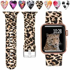 Laffav Floral Band Compatible with Apple Watch 40mm 38mm 44mm 42mm for Women Men, Soft Sport Pattern Replacement Waterproof Strap Compatible with iWatch SE & Series 6 & Series 5 4 3 2 1, S/M M/L