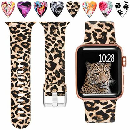 Laffav Floral Band Compatible with Apple Watch 40mm 38mm 44mm 42mm for Women Men, Soft Sport Pattern Replacement Waterproof Strap Compatible with iWatch SE & Series 6 & Series 5 4 3 2 1, S/M M/L - Image 2