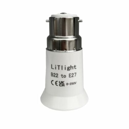 LiTlight B22 to E27 Socket Converter, Socket Adapter, Bayonet to Screw Edison Bulb Adapter, for Ceiling Fan Light Bulb/LED Bulbs/Incandescent Bulbs/CFL Bulbs - Image 2