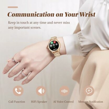 Lilety Smart Watch for Women, 1.28" Touchscreen Diamond Smartwatch Women with Call Function/Heart Rate/Blood Oxygen/Female Health/Sleep Monitor, IP68 Waterproof Fitness Watch for Android iOS 4 Lilety Smart Watch for Women, 1.28" Touchscreen Diamond Smartwatch Women with Call Function/Heart Rate/Blood Oxygen/Female Health/Sleep Monitor, IP68 Waterproof Fitness Watch for Android iOS - Image 4