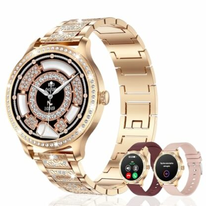 Lilety Smart Watch for Women, 1.28" Touchscreen Diamond Smartwatch Women with Call Function/Heart Rate/Blood Oxygen/Female Health/Sleep Monitor, IP68 Waterproof Fitness Watch for Android iOS 2 Lilety Smart Watch for Women, 1.28" Touchscreen Diamond Smartwatch Women with Call Function/Heart Rate/Blood Oxygen/Female Health/Sleep Monitor, IP68 Waterproof Fitness Watch for Android iOS - Image 2