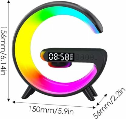 Llzzy Smart Atmosphere Lamp, LED Night Light Bluetooth Speaker Wireless Charger RGB Alarm Clock for Christmas Birthday Gifts - Image 4