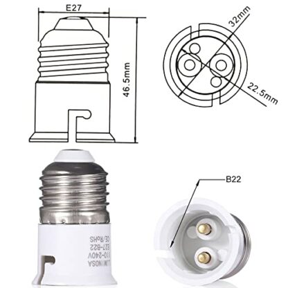 Luminosa E27 to B22 Lamp Socket Adapter Socket Converter (Pack of 2) / Bayonet to Screw Bulb Socket Adaptor Convertor/CE Certified / 1 Year Warranty - Image 4