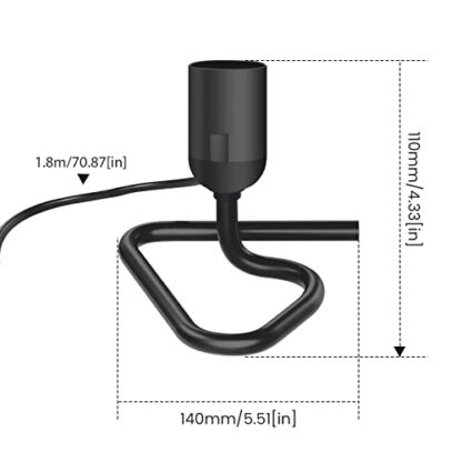 Luxvista Table Lamp with E27 Base, Triangular Vertical Lamp Holder, 50W Maximum, 1.8m Cable with Plug and Switch, AC 220-240V, Black 4 Luxvista Table Lamp with E27 Base, Triangular Vertical Lamp Holder, 50W Maximum, 1.8m Cable with Plug and Switch, AC 220-240V, Black - Image 4