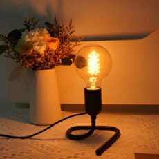 Luxvista Table Lamp with E27 Base, Triangular Vertical Lamp Holder, 50W Maximum, 1.8m Cable with Plug and Switch, AC 220-240V, Black