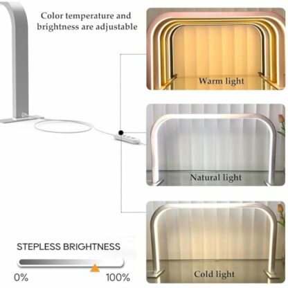 MIDUOLAI 24 Inch Nail Tech Desk Lamp, Portable Half Moon Nail Desk Lamp, Stepless Dimming LED Nail Tech Light, Arch Light for Nail Techs, Manicure Table Lamp - Image 3