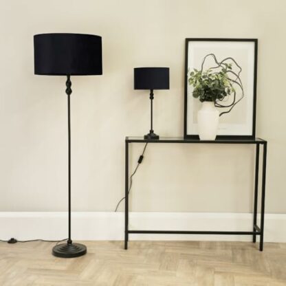 Maggie Black Floor Lamp Velvet Shade - Image 4