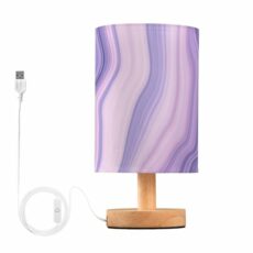 Marble Vintage Ink Colorful Purple Pattern Bedside Lamp Nightstand Light Modern Lamp for Desk Side Table