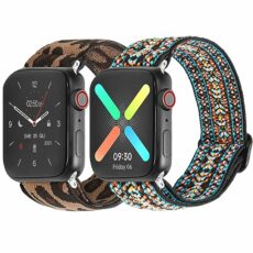 Meideli 2 Packs Straps Compatible with Apple Watch Strap, Elastic Smartwatch Stretchy Bands, Soft Sport Replacement Bracelet for iWatch Sery 8 7 6 SE 5 4 3 2 1SE