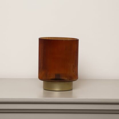 Melody Maison Rust Orange Ribbed Glass Ambient Table Lamp - Image 3