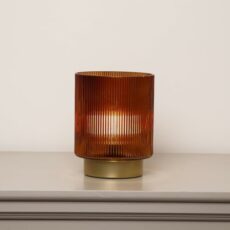 Melody Maison Rust Orange Ribbed Glass Ambient Table Lamp
