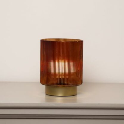 Melody Maison Rust Orange Ribbed Glass Ambient Table Lamp - Image 2