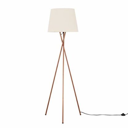 MiniSun Modern Copper Metal Tripod Floor Lamp with an Extra Large Tapered Shade - Image 2