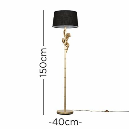 MiniSun Modern Gold Hanging Monkey Design Floor Lamp with Tapered Shade - Image 3