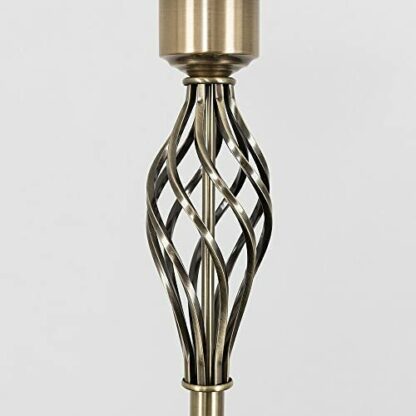 MiniSun Traditional Style Antique Brass Barley Twist Floor Lamp with a Frosted Alabaster Shade - Image 4