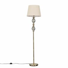 MiniSun Traditional Style Antique Brass Double Twist Floor Lamp with Tapered Shade