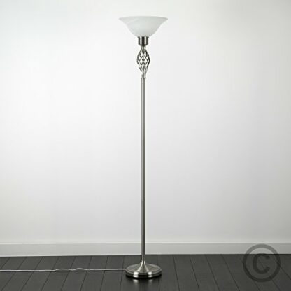 MiniSun Traditional Style Barley Twist Floor Lamp with a Frosted Alabaster Shade - Image 3