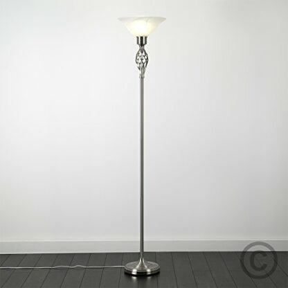 MiniSun Traditional Style Barley Twist Floor Lamp with a Frosted Alabaster Shade - Image 4