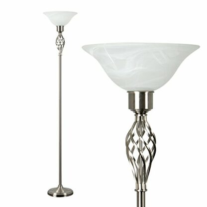 MiniSun Traditional Style Barley Twist Floor Lamp with a Frosted Alabaster Shade - Image 2