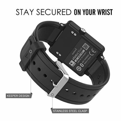 MoKo Watch Strap Compatible with Garmin Vivoactive, Soft Silicone Replacement Fitness Band Wristband with Metal Clasp for Vivoactive/Vivoactive Acetate Sports GPS Smart Watch - BLACK - Image 3