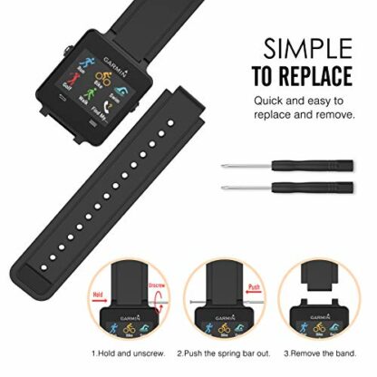 MoKo Watch Strap Compatible with Garmin Vivoactive, Soft Silicone Replacement Fitness Band Wristband with Metal Clasp for Vivoactive/Vivoactive Acetate Sports GPS Smart Watch - BLACK - Image 4