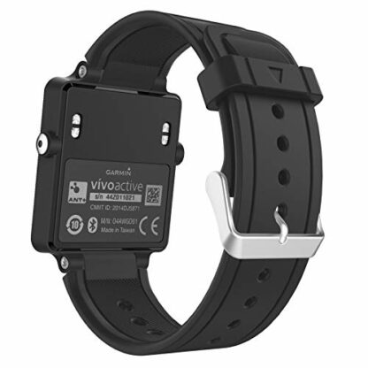 MoKo Watch Strap Compatible with Garmin Vivoactive, Soft Silicone Replacement Fitness Band Wristband with Metal Clasp for Vivoactive/Vivoactive Acetate Sports GPS Smart Watch - BLACK - Image 2