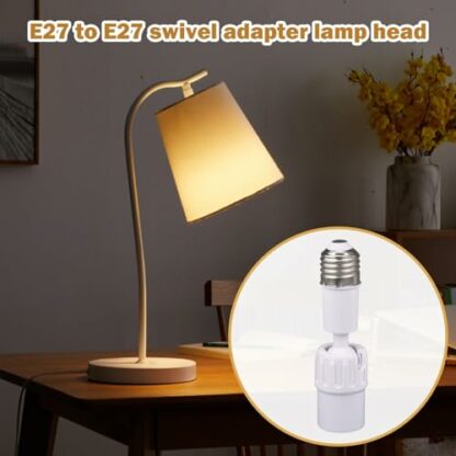 Nbbwwu Light Adapter Socket Converter,360 Degree Rotating Light Bulb Extender E27 to E27 Bulb Base | Flexible Lamp Holder Adapter Bulb Socket Adapter for Living Room Bedroom - Image 4