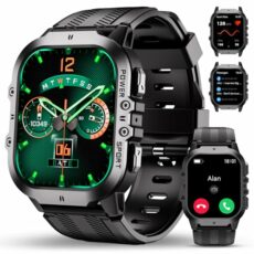 OUKITEL Smart Watch for Men Military BT20, Smart Watches with Bluetooth Voice Call for Android iOS Phone, 1.96" AMOLED Smartwatch with Heart Rate SpO2 Pressure Sleep Monitor, Waterproof Fitness Watch