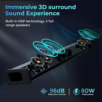 OXS S3 Soundbar for TV, Home Theater Audio with Bluetooth 5.0, Dynamic Bass, 3D Surround Sound, Dialogue Enhancement, AUX/Optical/Coaxial Compatible, Multiple Sound Modes, Wall Mountable - Image 3