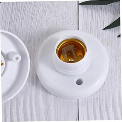 Obelunrp Round E27 White LED Lamp Screw Base Halogen Bulb Holder|E27 Bulb Socket Holder LED Screw Lamp Holder Base with Screws for Wall Ceilings 10PCS - Image 3