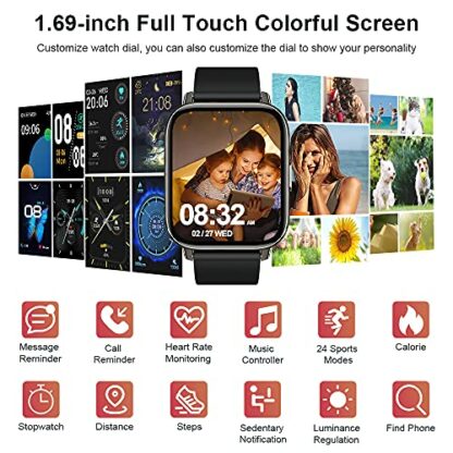 Ordtop Smart Watch, 1.69 Fitness Tracker IP68 Waterproof Fitness Watch - Image 3