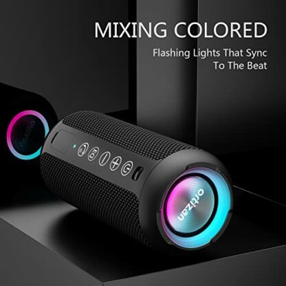 Ortizan Bluetooth Speaker, IPX7 Waterproof Portable Wireless Outdoor Speakers with LED Light, 24W Stereo Sound and 30H Playtime, 20 Meter Bluetooth Range, Mini Speakers with Dual Pairing, TF Card and AUX - Image 3