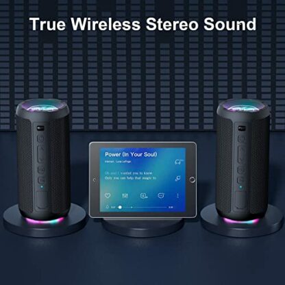 Ortizan Bluetooth Speaker, Portable Wireless Bluetooth Speakers With Led Light, Louder Volume & Enhanced Bass, IPX7 Waterproof, 30H Playtime, Durable Loud Speaker Bluetooth for Travel, Outdoor, Sport 4 Ortizan Bluetooth Speaker, Portable Wireless Bluetooth Speakers With Led Light, Louder Volume & Enhanced Bass, IPX7 Waterproof, 30H Playtime, Durable Loud Speaker Bluetooth for Travel, Outdoor, Sport - Image 4