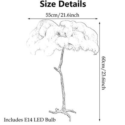Ostrich Feather Floor Lamp - Luxurious Resin LED Lamp for Bedroom, Home Office, Big Hallway - Dimmable Reading Light - Image 3