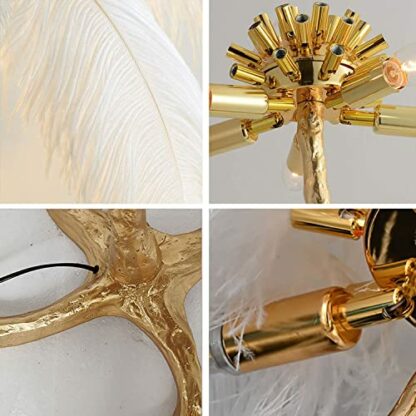 Ostrich Feather Floor Lamp - Luxurious Resin LED Lamp for Bedroom, Home Office, Big Hallway - Dimmable Reading Light - Image 4