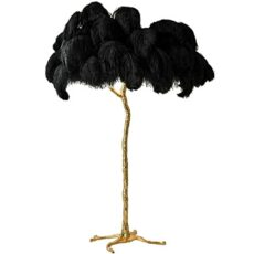 Ostrich Feather Floor Lamp - Luxurious Resin LED Lamp for Bedroom, Home Office, Big Hallway - Dimmable Reading Light