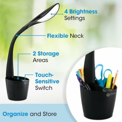 OttLite A12G59-FFP Led Desk Space Organizer Lamp, Black, Desk Lamp, 4 Brightness Settings, Flexible, Office Lamp - Image 3