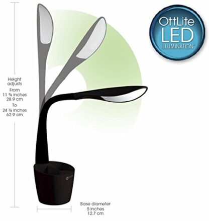OttLite A12G59-FFP Led Desk Space Organizer Lamp, Black, Desk Lamp, 4 Brightness Settings, Flexible, Office Lamp - Image 4
