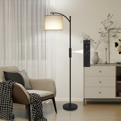 PULUOMIS Floor Lamp, Floor Lamps for Living Room, Standing Lamp with LED Bulb, Adjustable Standards Tall Lamp with Remote, Black 3 PULUOMIS Floor Lamp, Floor Lamps for Living Room, Standing Lamp with LED Bulb, Adjustable Standards Tall Lamp with Remote, Black - Image 3