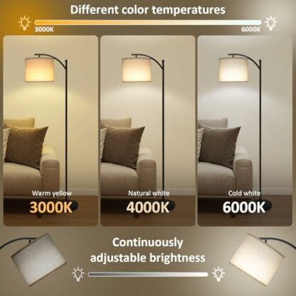 PULUOMIS Floor Lamp, Floor Lamps for Living Room, Standing Lamp with LED Bulb, Adjustable Standards Tall Lamp with Remote, Black 4 PULUOMIS Floor Lamp, Floor Lamps for Living Room, Standing Lamp with LED Bulb, Adjustable Standards Tall Lamp with Remote, Black - Image 4