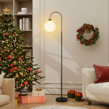 PULUOMIS Floor Lamp, Floor Lamps for Living Room, Standing Lamps with Globe Lampshade, Standard Tall Lamps with E27 Socket for Bedroom, Bulb Not Included 3 PULUOMIS Floor Lamp, Floor Lamps for Living Room, Standing Lamps with Globe Lampshade, Standard Tall Lamps with E27 Socket for Bedroom, Bulb Not Included - Image 3