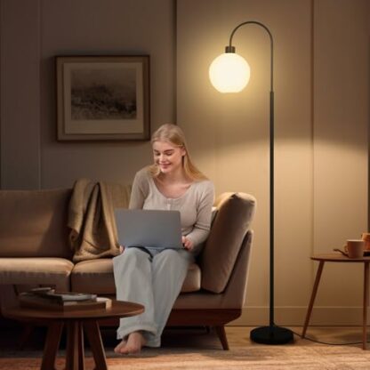 PULUOMIS Floor Lamp, Floor Lamps for Living Room, Standing Lamps with Globe Lampshade, Standard Tall Lamps with E27 Socket for Bedroom, Bulb Not Included 4 PULUOMIS Floor Lamp, Floor Lamps for Living Room, Standing Lamps with Globe Lampshade, Standard Tall Lamps with E27 Socket for Bedroom, Bulb Not Included - Image 4