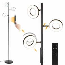 PULUOMIS Floor Lamp, LED Floor Lamps for Living Room, Adjustable Standing Lamp with Remote, 4 Colour Temperature Brightness, Standard Tall Lamps with 3 Light for Bedroom