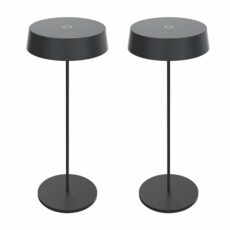 Palmina 901, Led Wireless Desk Lamp 4400mAh, USB Rechargeable Lamp 4400Mah, For Indoor/Outdoor Use Suitable For Dinner, Reading, Bedroom, Garden And More (Black 2PZ)