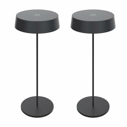 Palmina 901, Led Wireless Desk Lamp 4400mAh, USB Rechargeable Lamp 4400Mah, For Indoor/Outdoor Use Suitable For Dinner, Reading, Bedroom, Garden And More (Black 2PZ) - Image 2