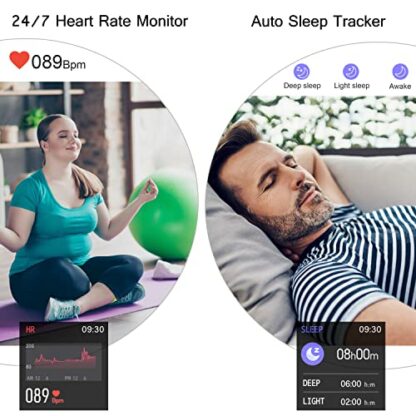 Popglory Smart Watch, Fitness Tracker with Blood Oxygen, Blood Pressure, Heart Rate Monitor, IP67 waterproof Smartwatch Fitness Watch Smart Watch for Men Women for Android iOS - Image 3