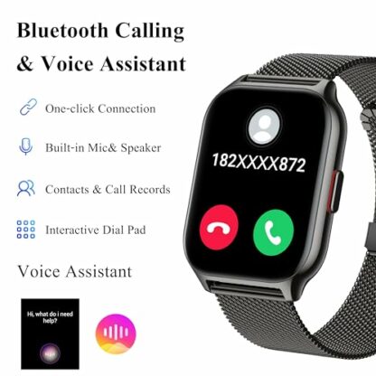 Popglory Smart Watch Women, 2.01" Smartwatch Men(Make/Answer Call), Fitness Watch with Blood Pressure, Heart Rate & Blood Oxygen, 100+ Sports Fitness Tracker Step Counter for Android Phones iPhone - Image 3