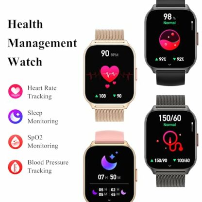 Popglory Smart Watch Women, 2.01" Smartwatch Men(Make/Answer Call), Fitness Watch with Blood Pressure, Heart Rate & Blood Oxygen, 100+ Sports Fitness Tracker Step Counter for Android Phones iPhone - Image 4