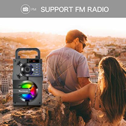 Portable Bluetooth Speakers with Subwoofer Wireless Stereo Sound Rich Bass, Outdoor Party Speaker Support Remote Control FM Radio LED Lights for Home, Travel, Camping - Image 4